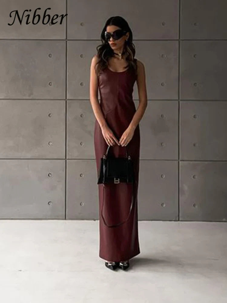 Elegant Sleeveless Leather Bodycon Party Dress For Summer