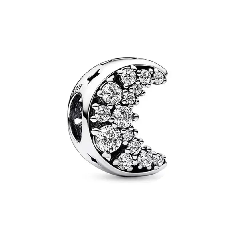 Charm Fit Original Bracelet with Shining Zircon Love Heart and Flower Bead for Women Jewelry Gift in 925 Silver Plated Design