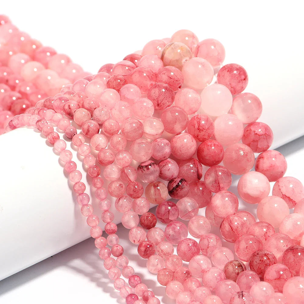 Natural Pink Persian Jade Stone Beads Loose Spacer Gem Beads for Jewelry Making DIY Bracelet and Necklace Accessories