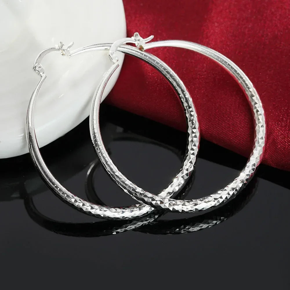 925 Sterling Silver Circle Hoop Earrings for Women Stylish Wedding Party Jewelry Holiday Gifts