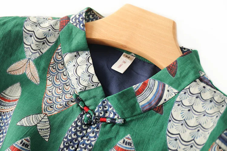 Elegant Green Chinese Style Qipao Dress For Summer Women