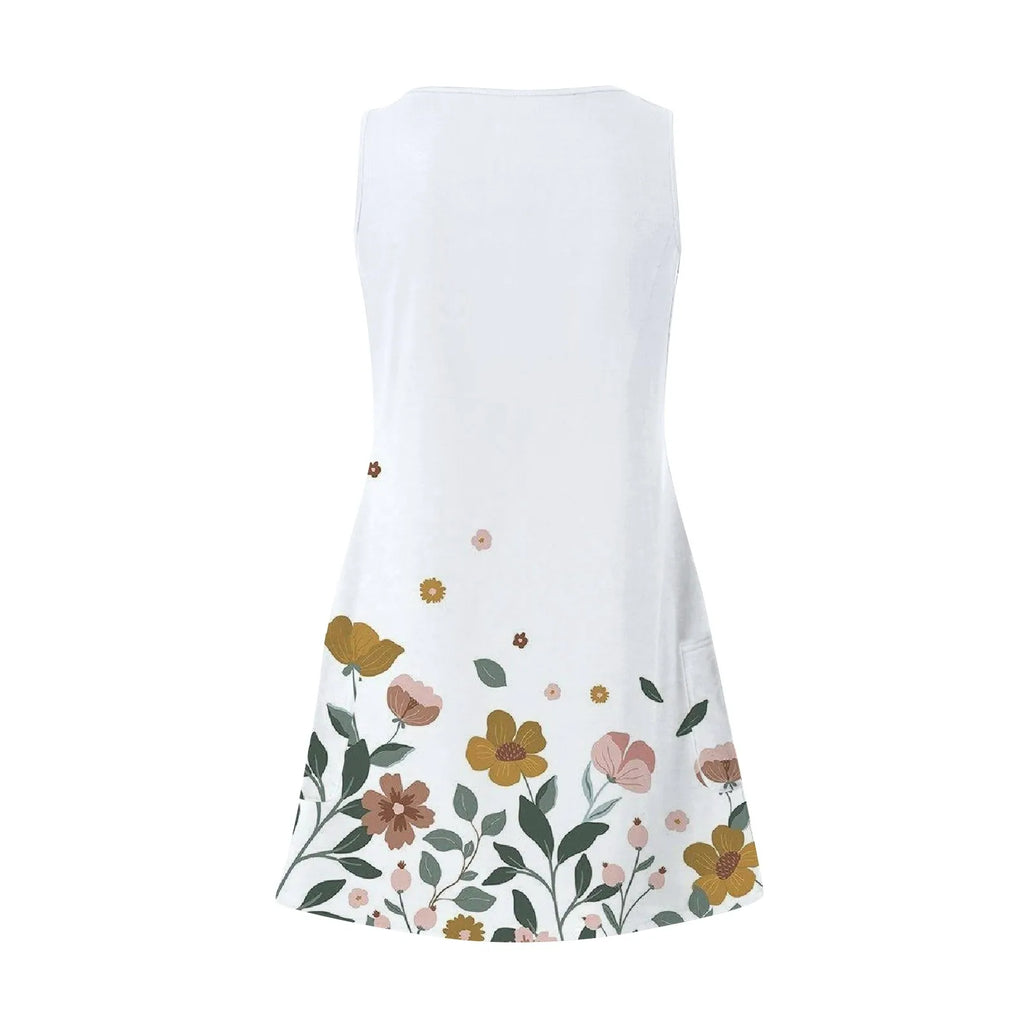 Floral Boho Sundress With Pockets V Neck Knee Length