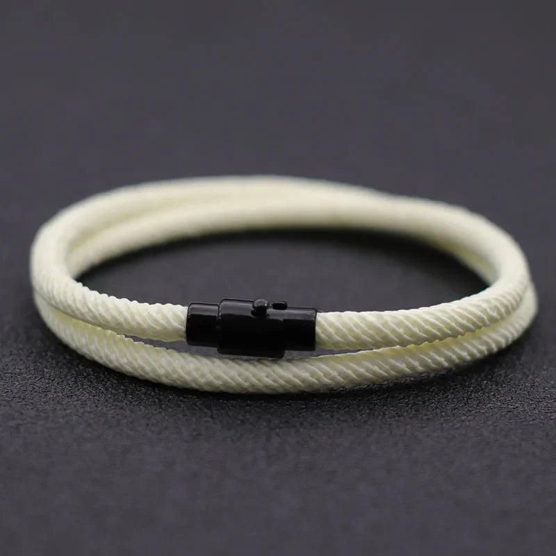 Minimalist Double Layer Men's Rope Bracelet with Magnet Buckle for Survival and Everyday Wear
