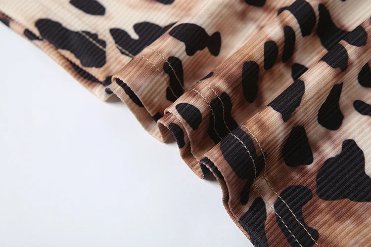 Leopard Print Mini Bodycon Dress Sleeveless Summer Party