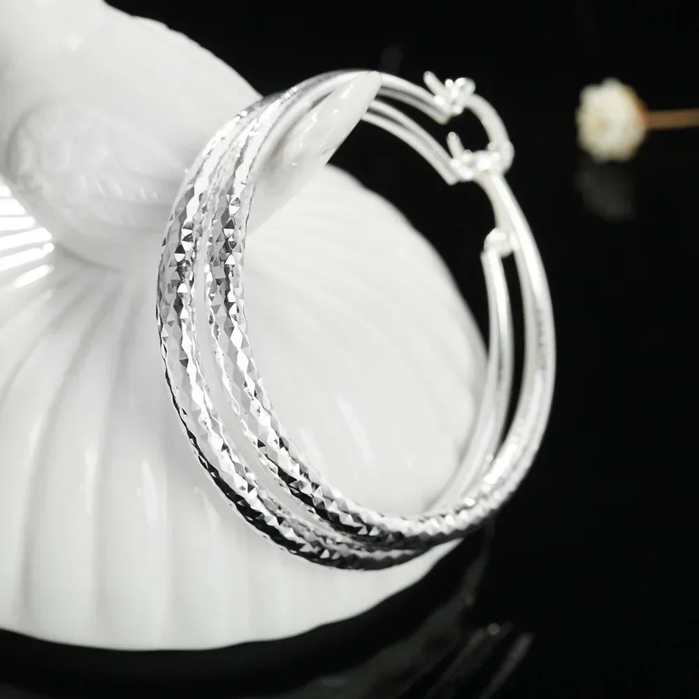 925 Sterling Silver Circle Hoop Earrings for Women Stylish Wedding Party Jewelry Holiday Gifts