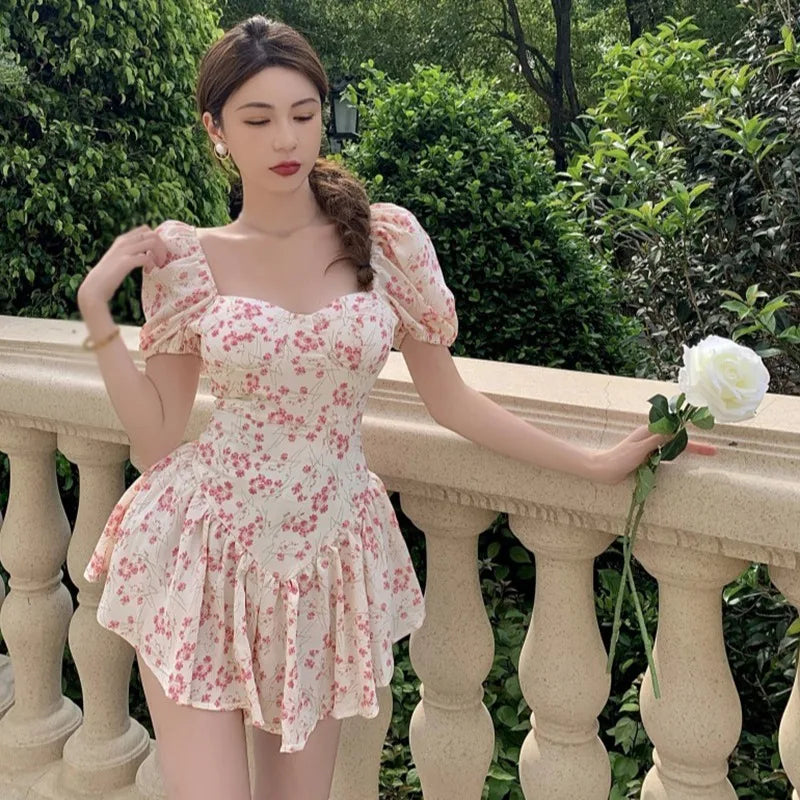 Floral Summer Dress For Women High Waist Off Shoulder