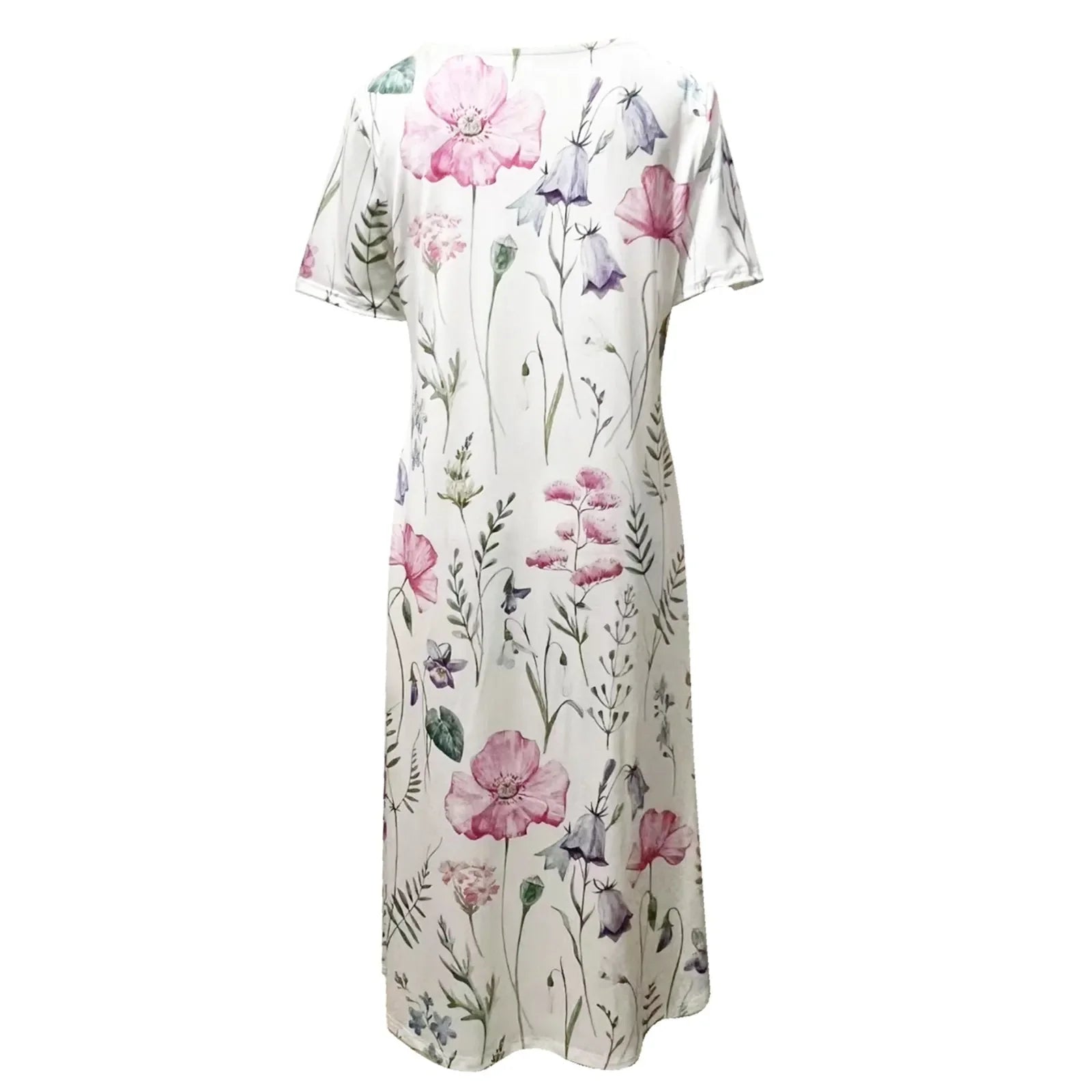 Women Allover Print Dress With Round Neck Short Sleeves