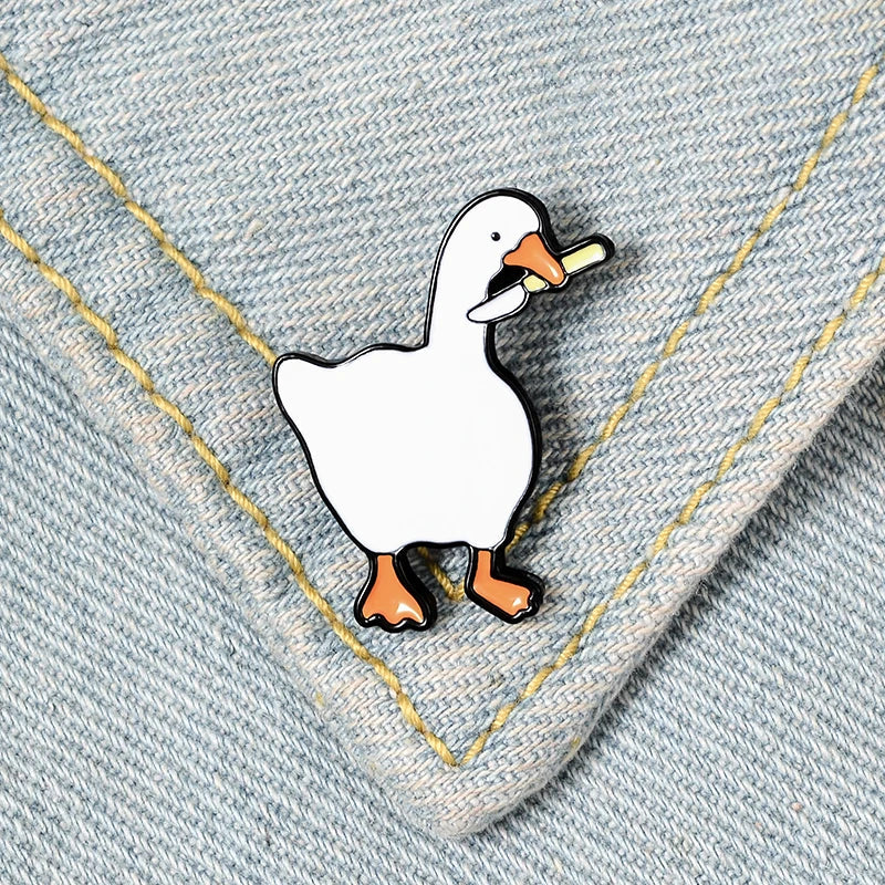 Naughty Goose Enamel Pin Funny Cartoon Brooch Badge Jewelry Gift for Kids and Friends