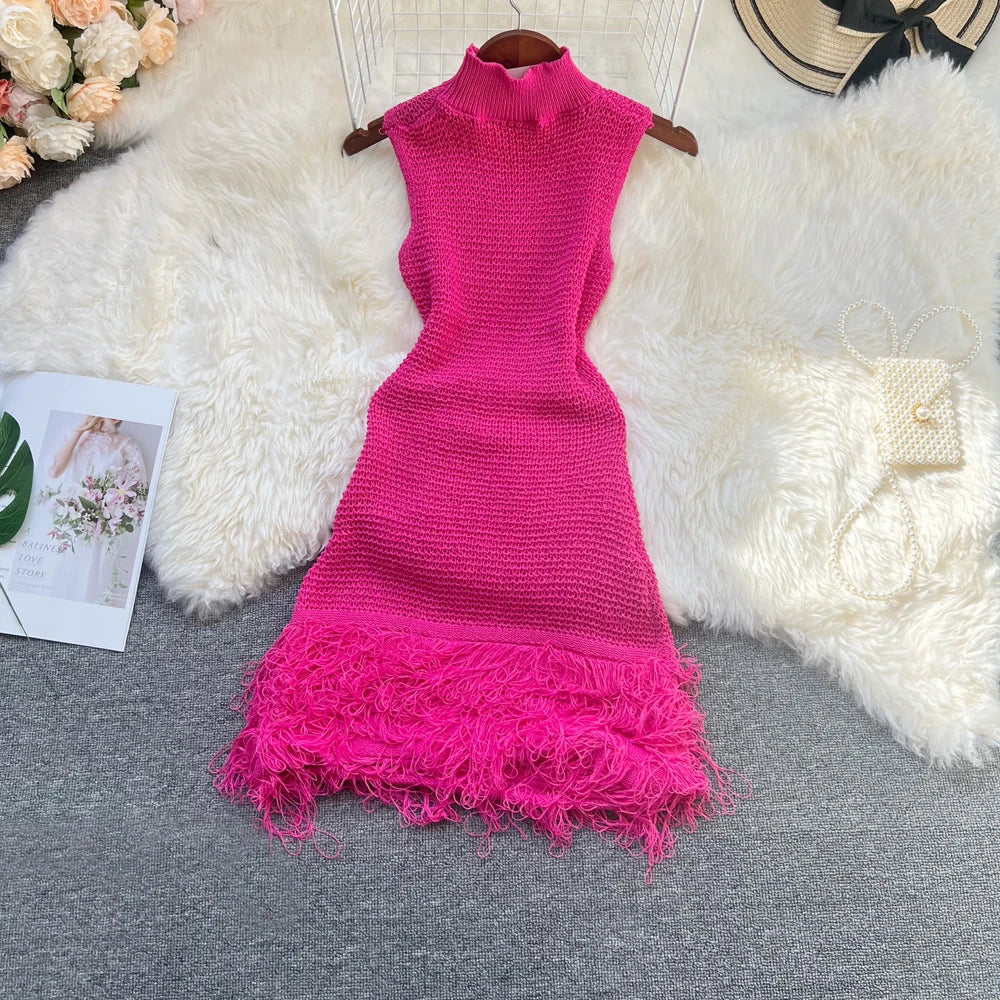 See Through Crochet Knit Dress For Women Beach Party Wear