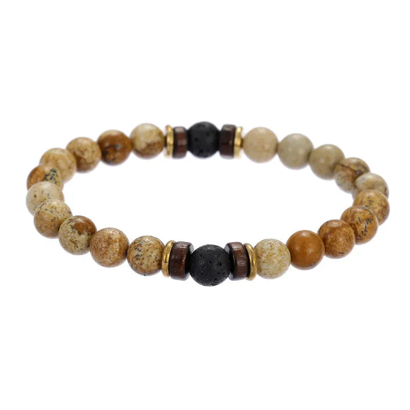 Volcanic Stone Lava Bead Bracelet for Men and Women with Tibetan Buddha Charm - Unique Natural Jewelry Gift