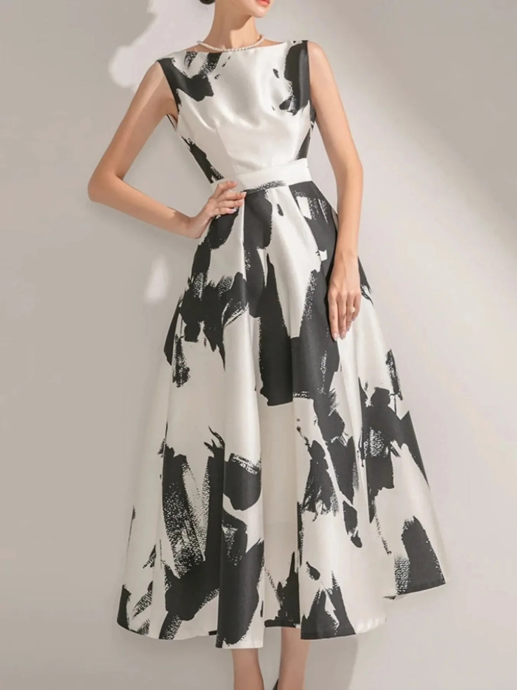 Women Sleeveless Midi Dress A Line For Party Casual Summer