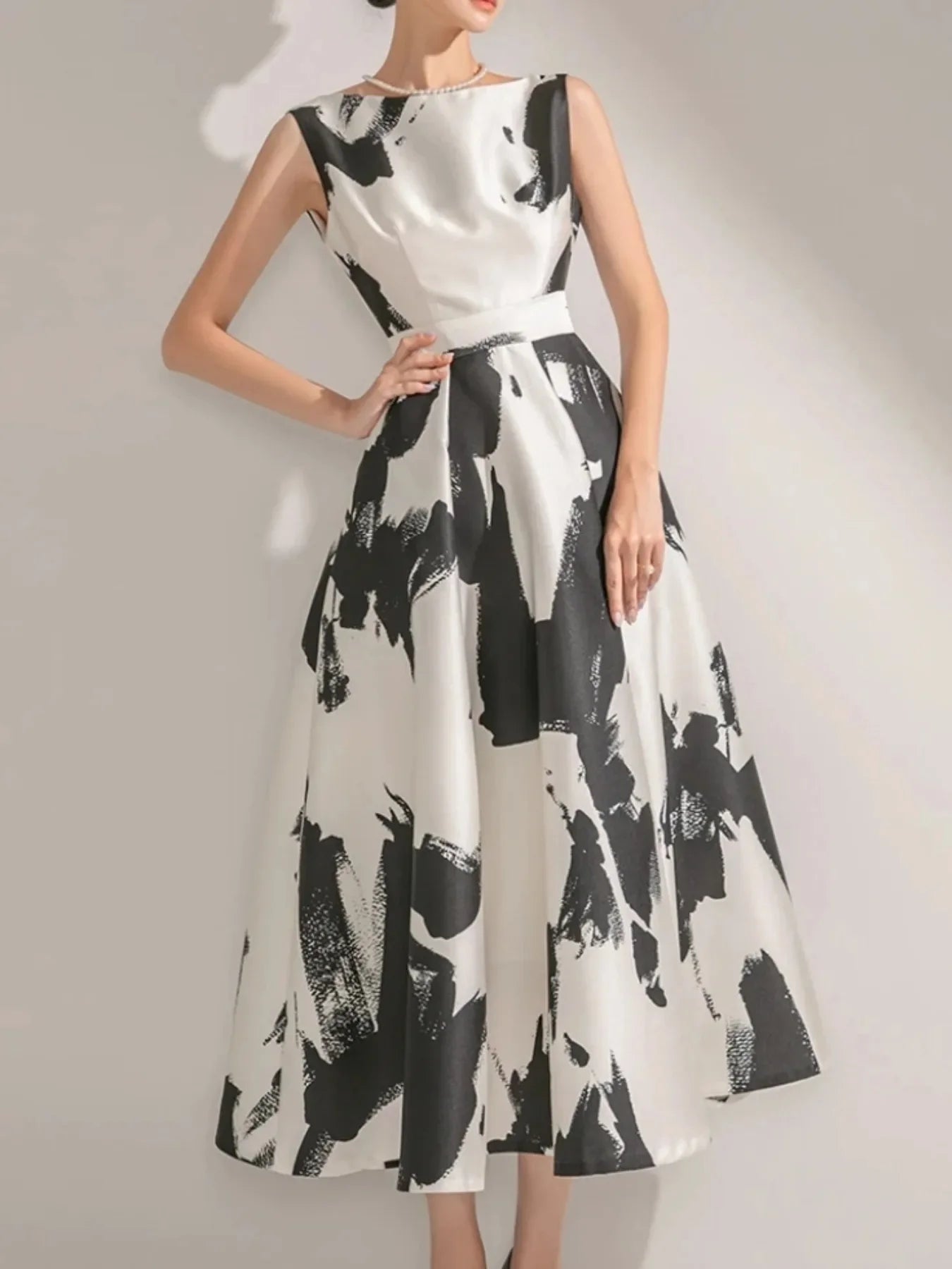 Women Sleeveless Midi Dress A Line For Party Casual Summer