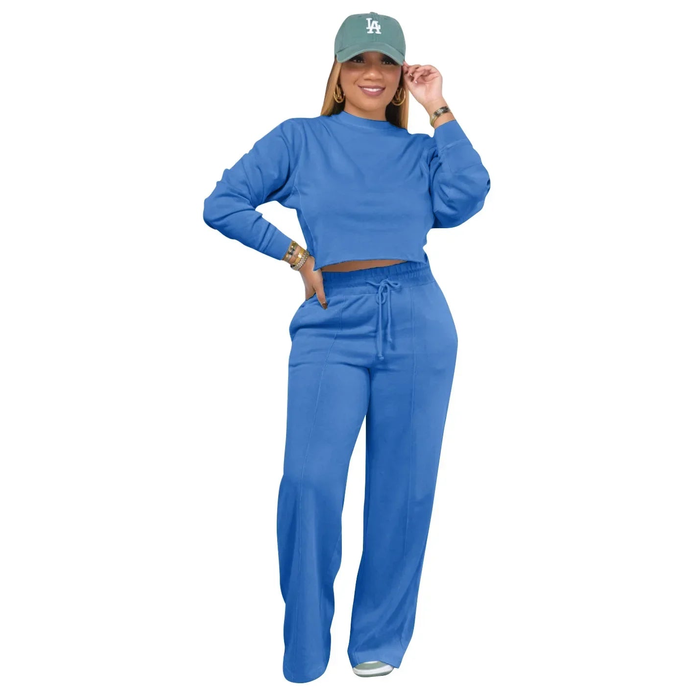 Women Winter Tracksuit Set Pullover Top and Pants 2 Piece Casual Outfit Thicken Warm Solid Color Suit