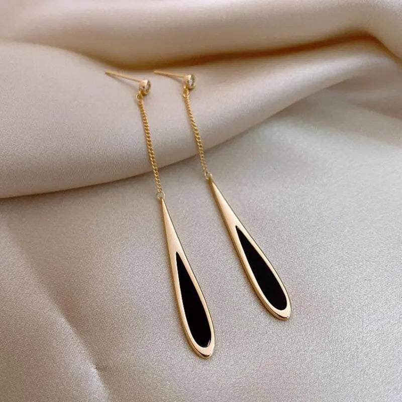 Geometric Square Drop Earrings for Women with Long Tassel Design Ideal for Parties and Special Occasions