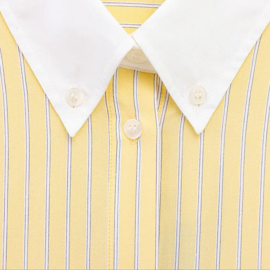 Striped Cotton Patchwork Women Shirt Long Sleeve with Pockets Casual Comfort Blouse Spring Lightweight Top