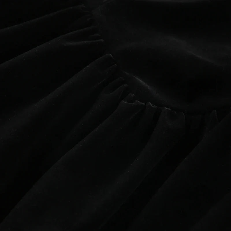 Black Velvet Mini Dress Sleeveless A Line Party Dress
