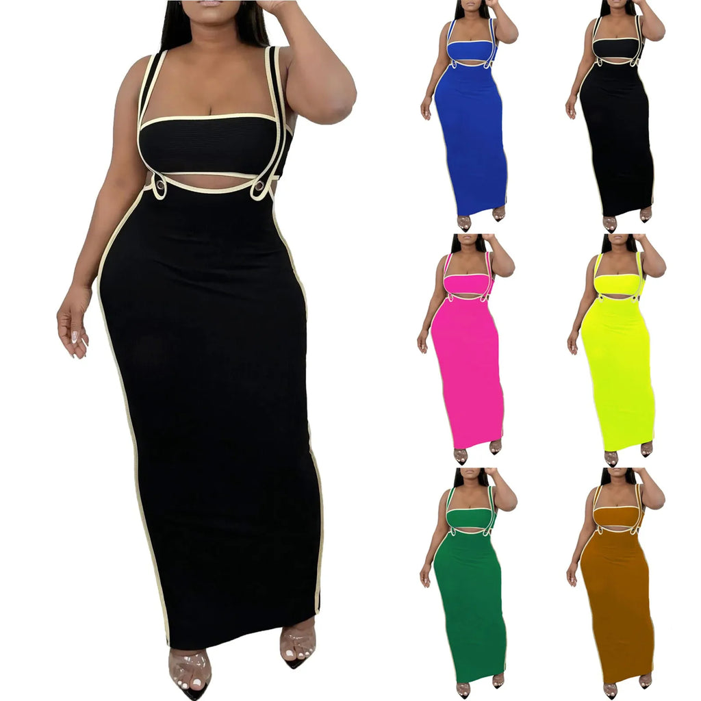 Two Piece Bodycon Crop Top Maxi Skirt Set For Women