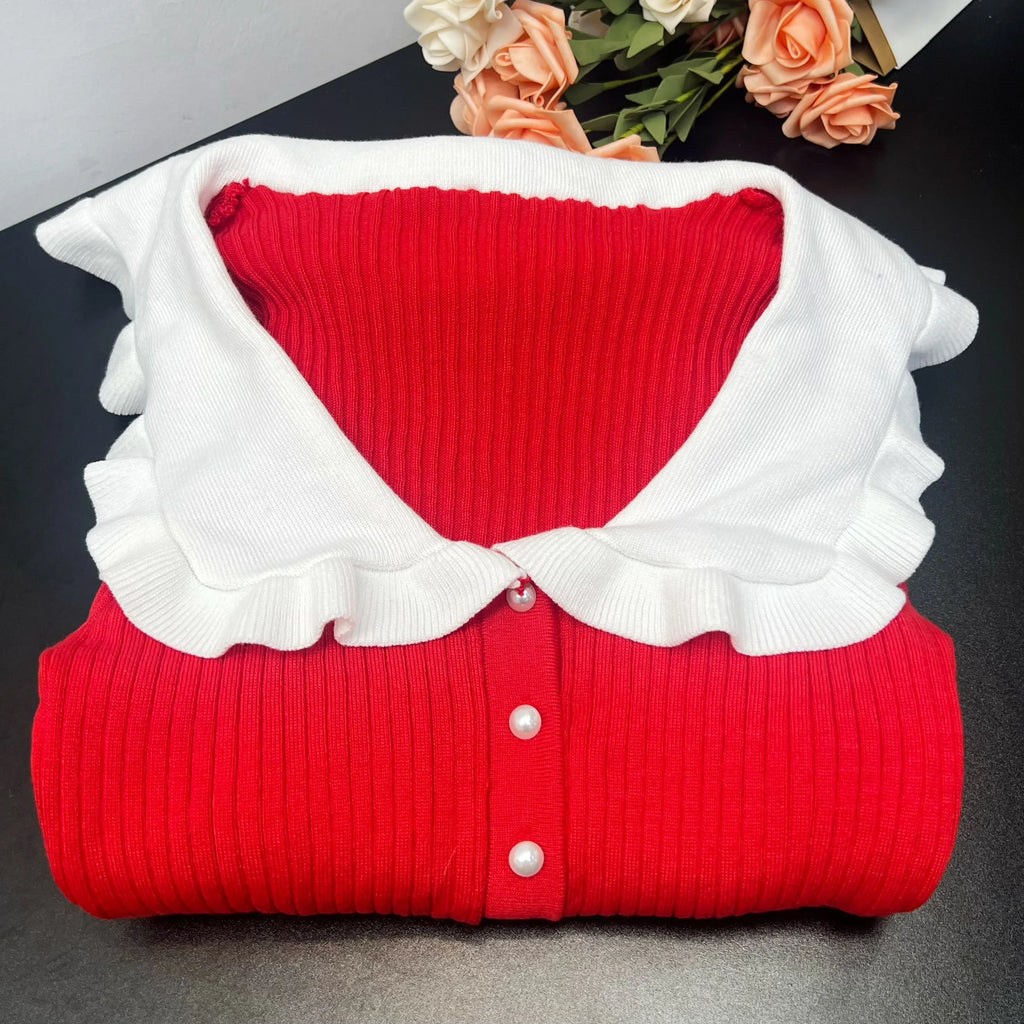 Ribbed Knit Bodycon Dress For Women With Long Ruffles