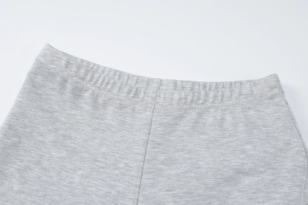 Women's Solid Casual Two Piece Pants Set with O-Neck Long Sleeve Crop Top and Flare Pants for Streetwear in Autumn and Winter