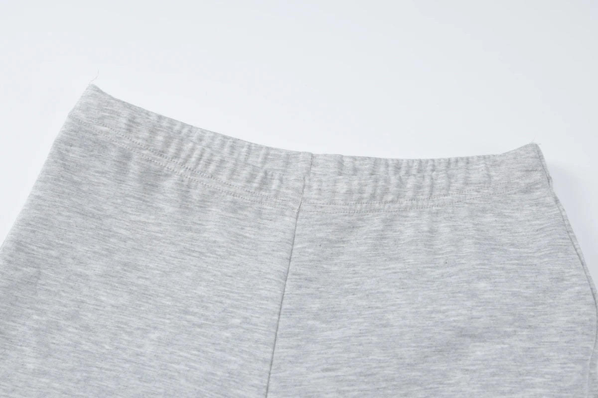 Women's Solid Casual Two Piece Pants Set with O-Neck Long Sleeve Crop Top and Flare Pants for Streetwear in Autumn and Winter