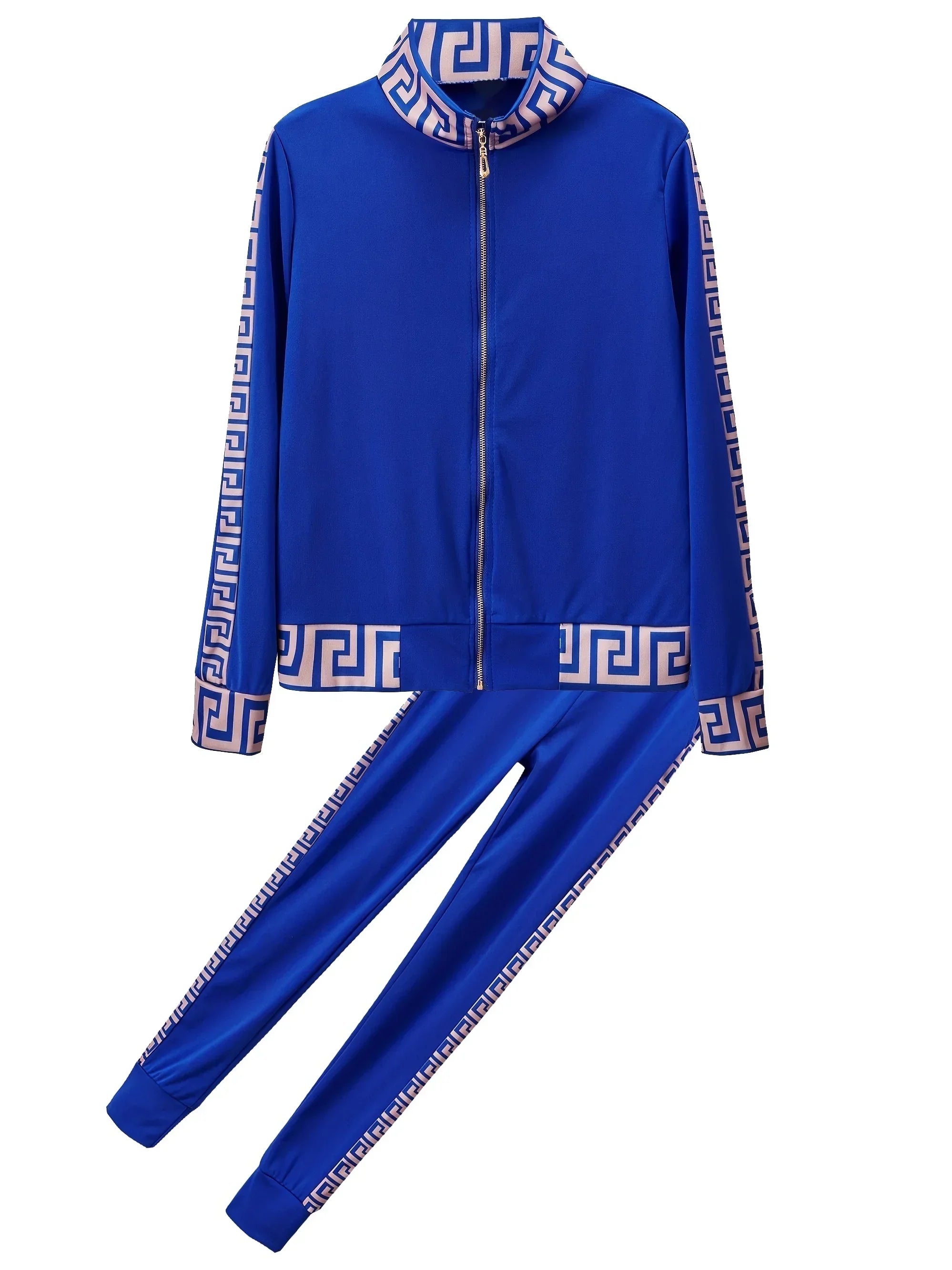 Casual Printed Stitching Two-Piece Leisure Suit for Men and Women