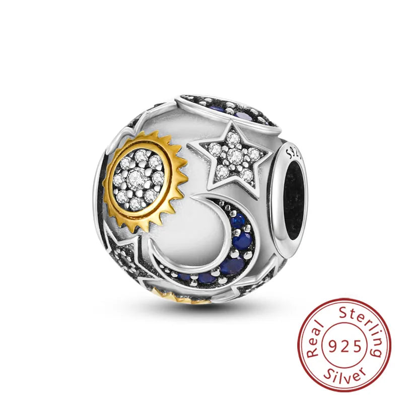 Fit Original 925 Sterling Silver Clip Charms with Zircon and Silicone Spacer Beads for Women DIY Bracelet Gift