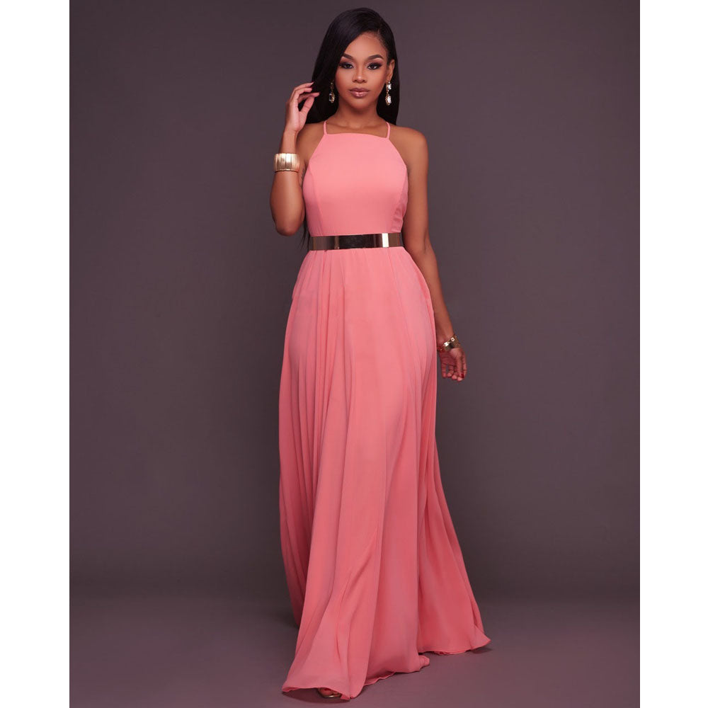 Boho Maxi Dress Sleeveless Summer O Neck Backless Sundress