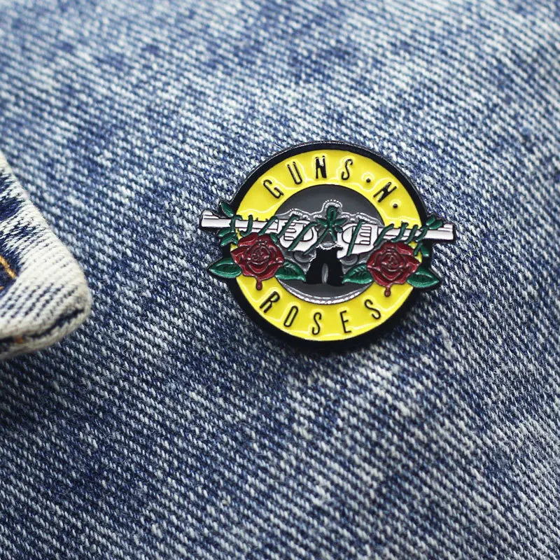 Guns N Roses Badge Cartoon Character Brooch Music Jewelry for Clothing and Bags