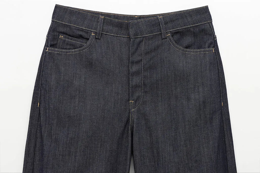 Women's Denim Jacket and Pants Set with Long Sleeve Blazer, Strapless Vest, and Straight Leg Jeans Fashion Outfit