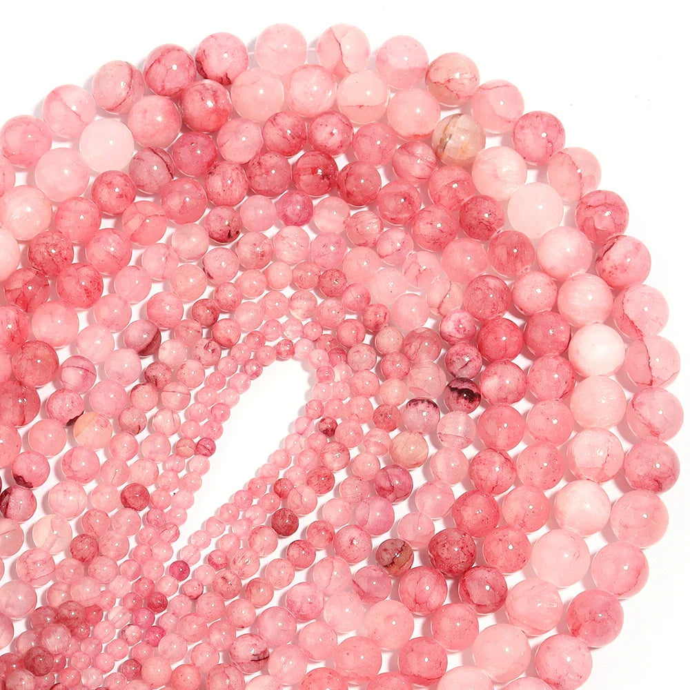 Natural Pink Persian Jade Stone Beads Loose Spacer Gem Beads for Jewelry Making DIY Bracelet and Necklace Accessories