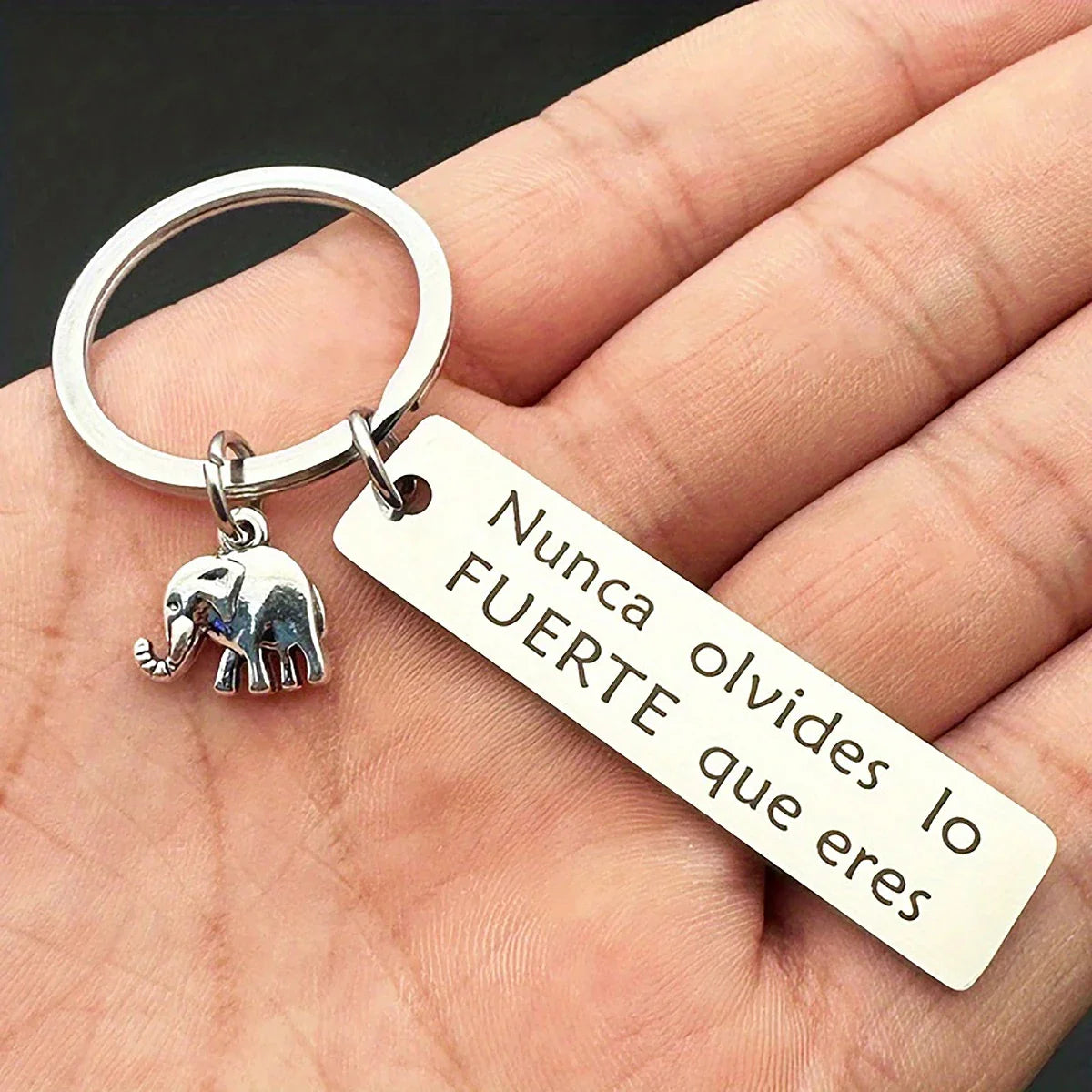 Inspirational Elephant Keychain Stainless Steel Pendant for Positive Energy and Car Backpack Decoration