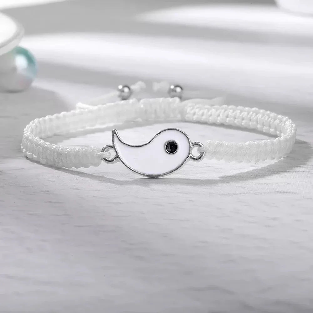 Simple Tai Chi Bagua Yin Yang Adjustable Braided Rope Bracelet Set for Men and Women