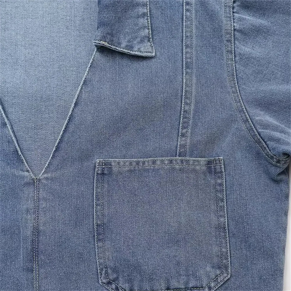 Autumn Women's Fashion Casual Denim Shirt with Collar and Long Sleeves Paired with High Waist Wide Leg Jeans Set