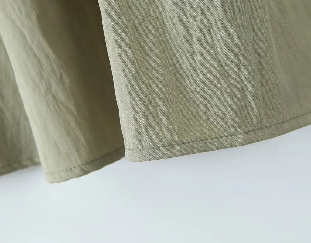 Hollow Out Spaghetti Strap Midi Dress High Waist A Line