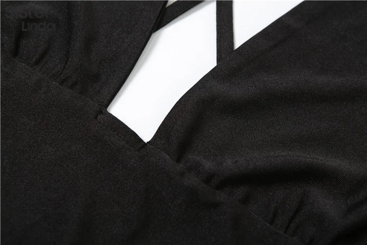 Women's Hanging Neck Low Cut Open Back Sexy Jumpsuit Slim Fit Nightclub Party Outfit