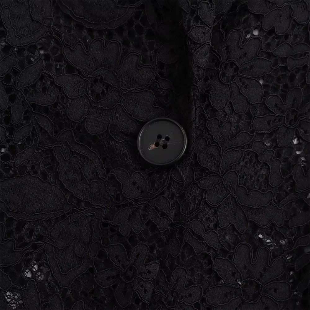 Women's Elegant Lace Suit Jacket and High Waisted Skirt Set Casual Versatile Temperament Fashion Ensemble