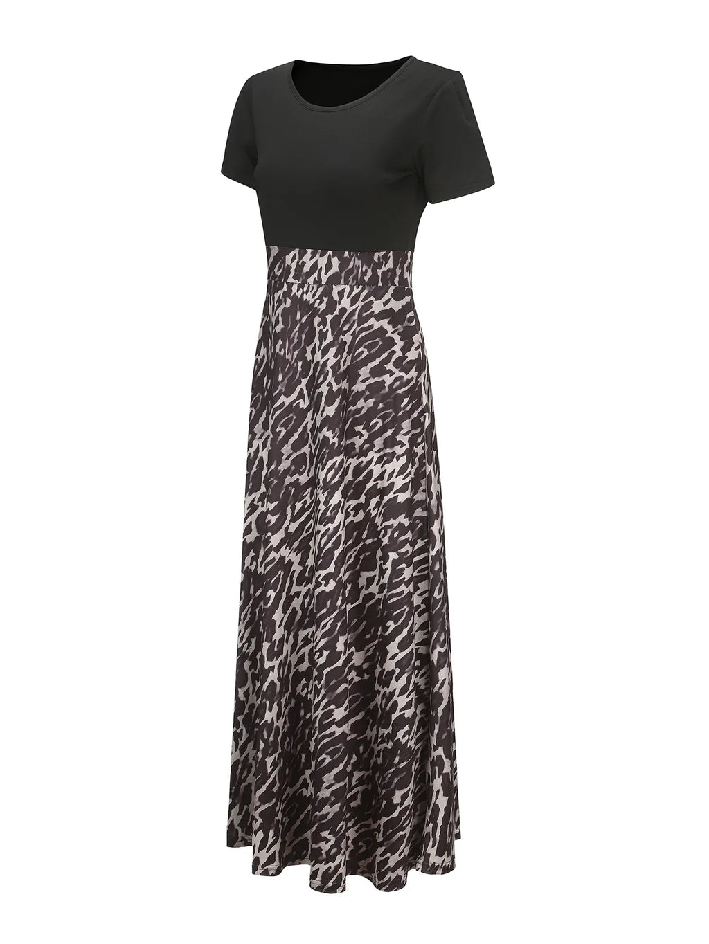 Leopard Print Dress For Women Crew Neck Casual Summer