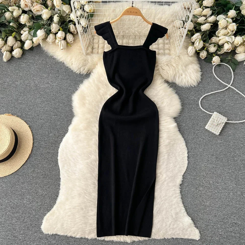 Sleeveless Wrap Midi Dress Hollow Split For Summer Beach