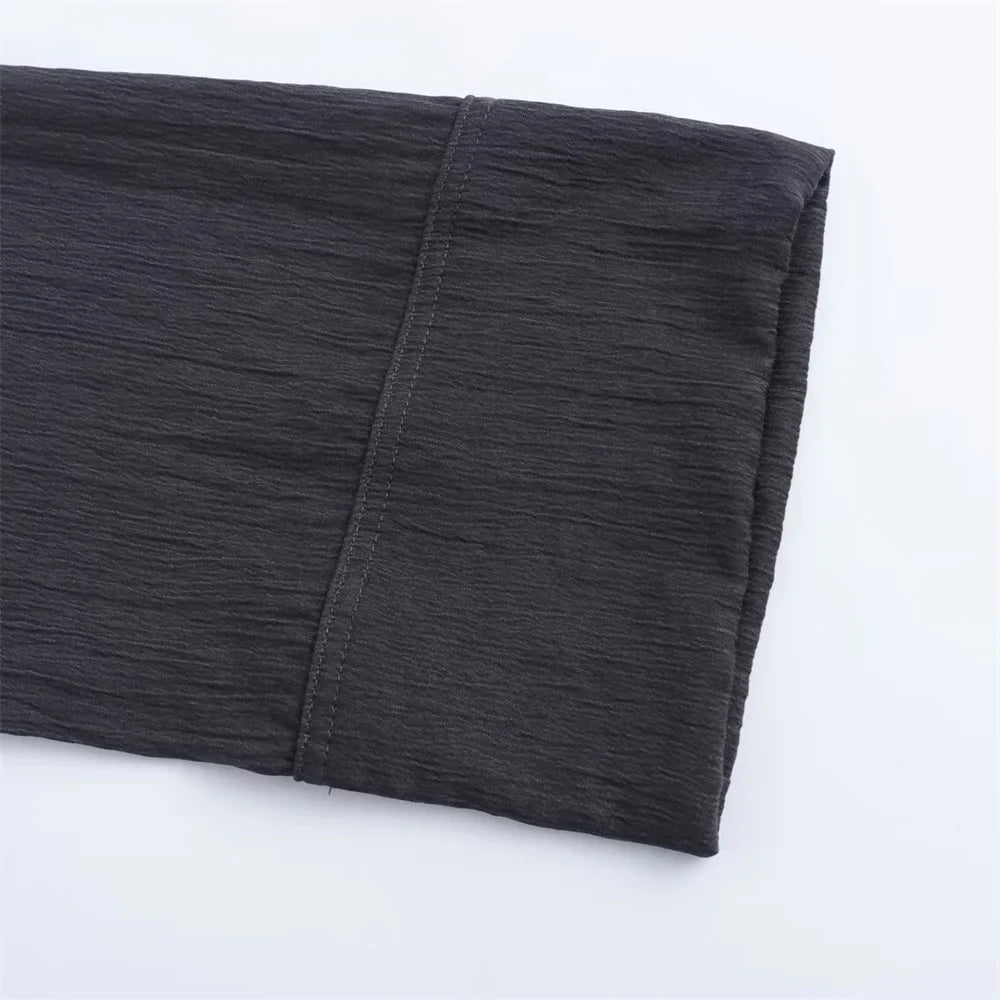 Women's Fashion Casual V-neck Long Sleeve Lace Coat and Wide Leg Pants Set