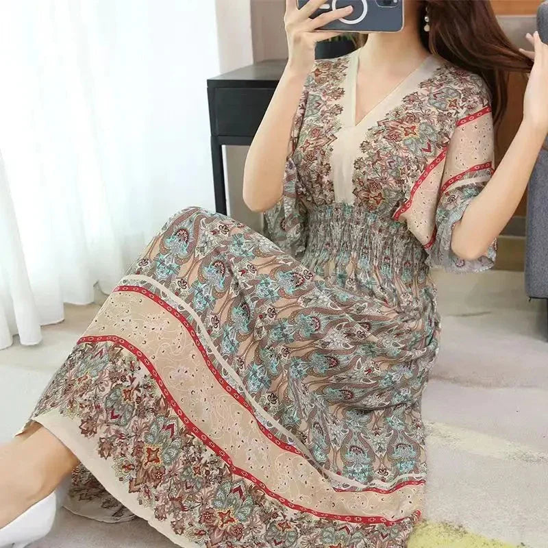Elegant Floral Print Dress For Women Party Beach Vacation