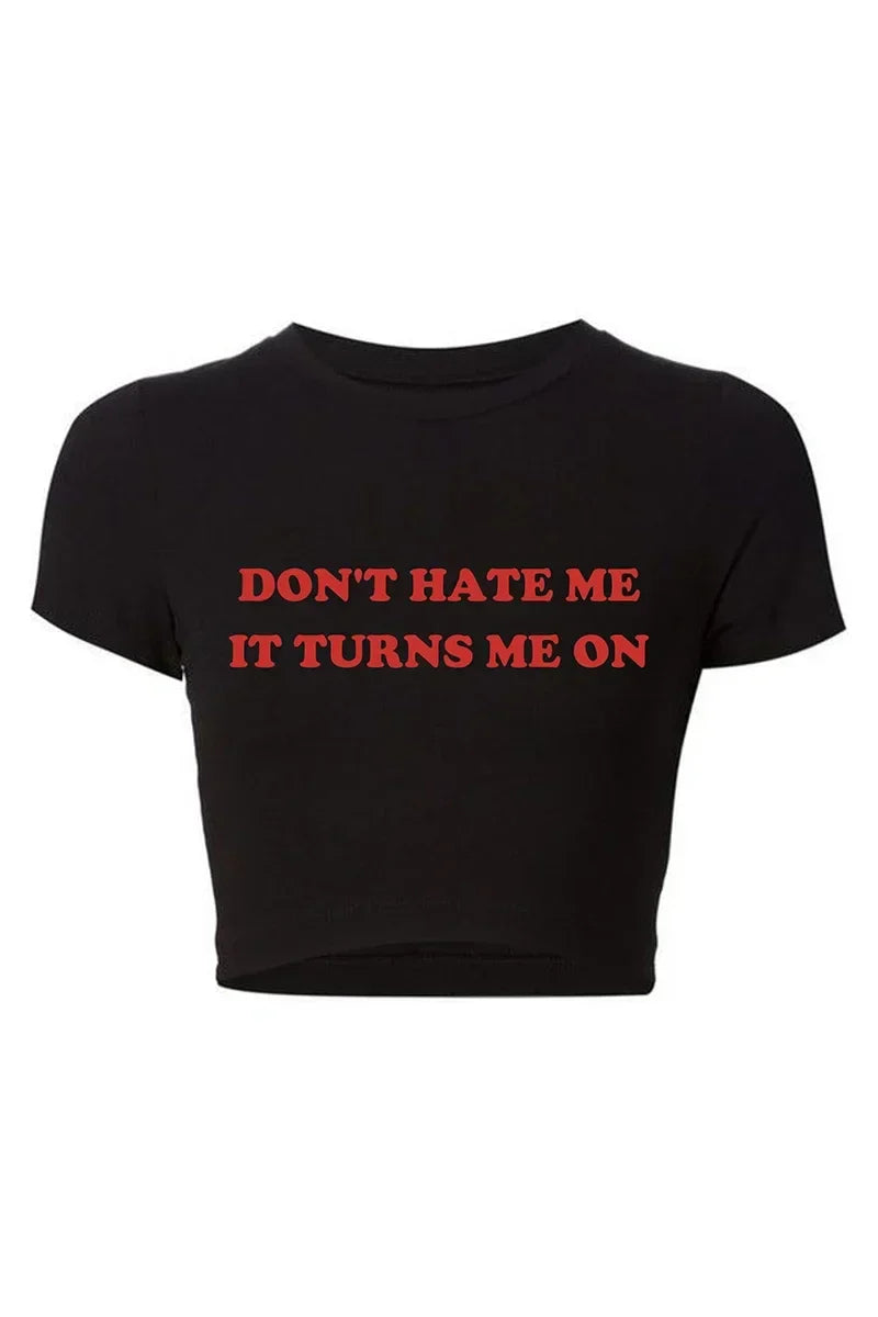 2000s Grunge Graphic Tee Cropped Top Casual Youth Fashion T Shirt