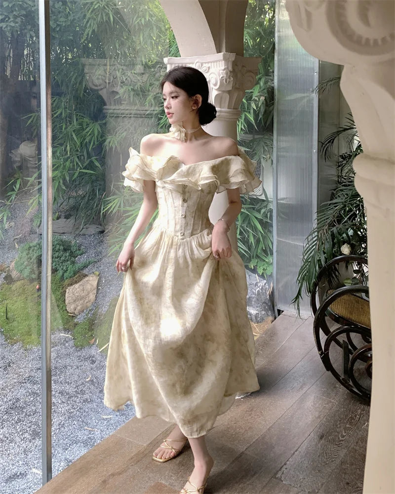 Elegant Vintage Aline Party Dress For Women Casual Prom