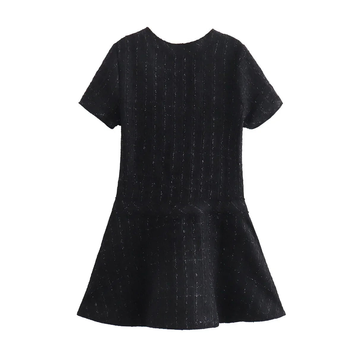 Women Textured Mini Dress Summer Round Neck Short Sleeve