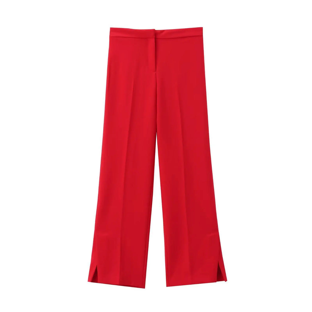 Women Two Piece Wide Leg Pant Set for Office Style with Vest Top and Split Straight Leg Pants