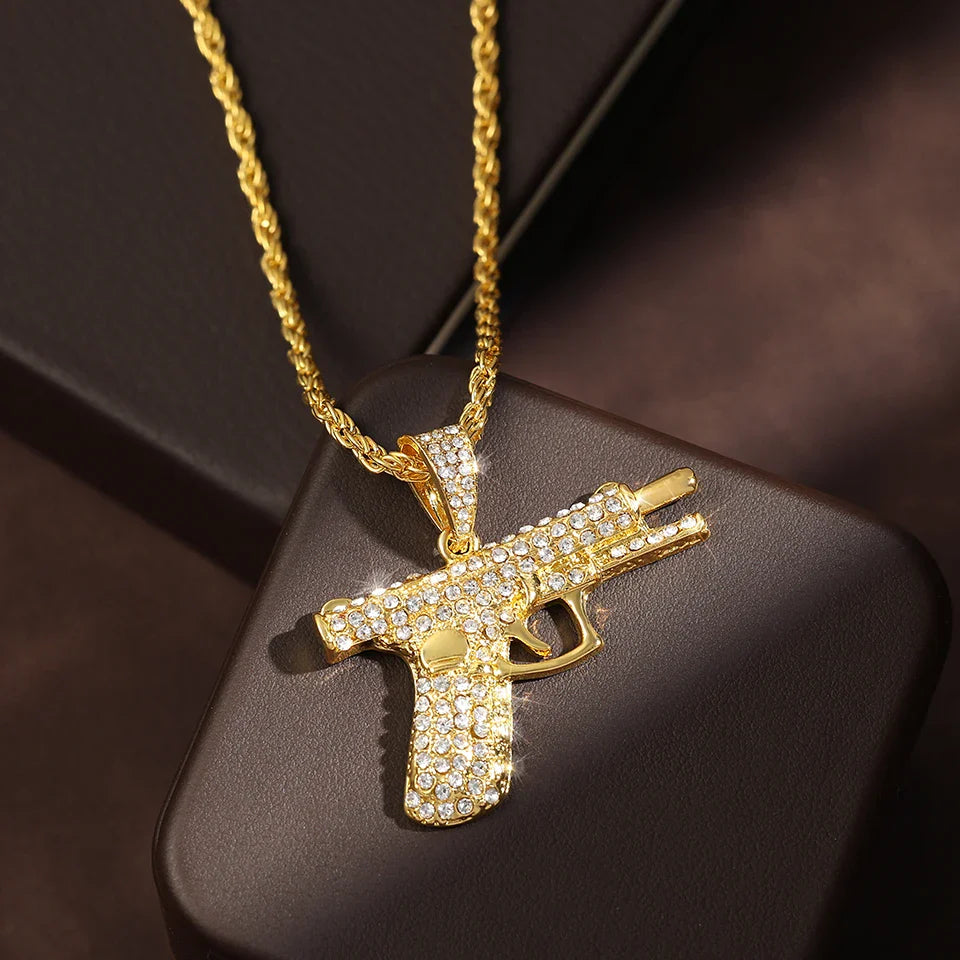 Hip Hop Cross Pendant Necklace Stainless Steel Gothic Jewelry Gift for Men and Women