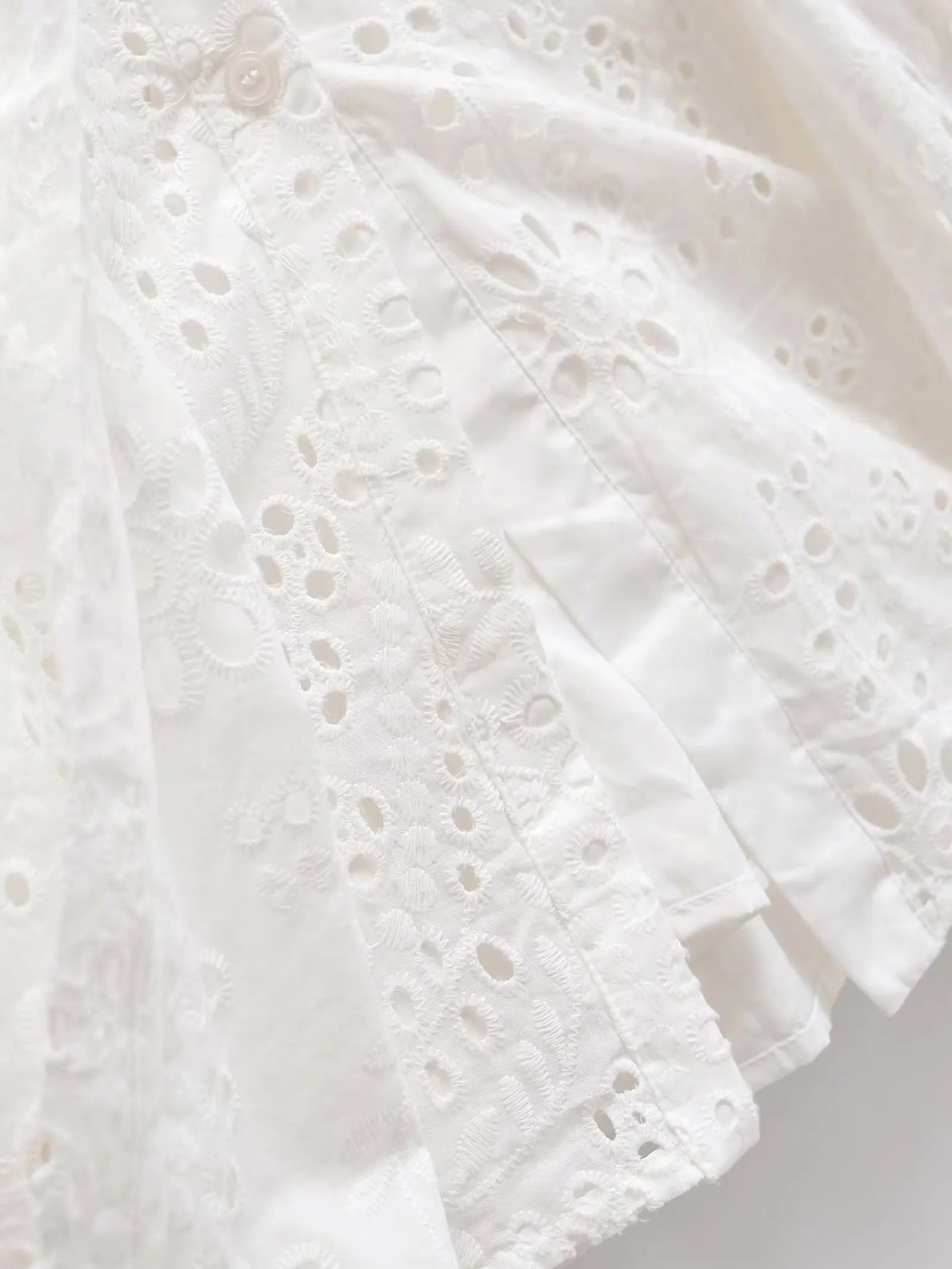 Elegant Eyelet Midi Dress With Belt Tie Short Sleeve