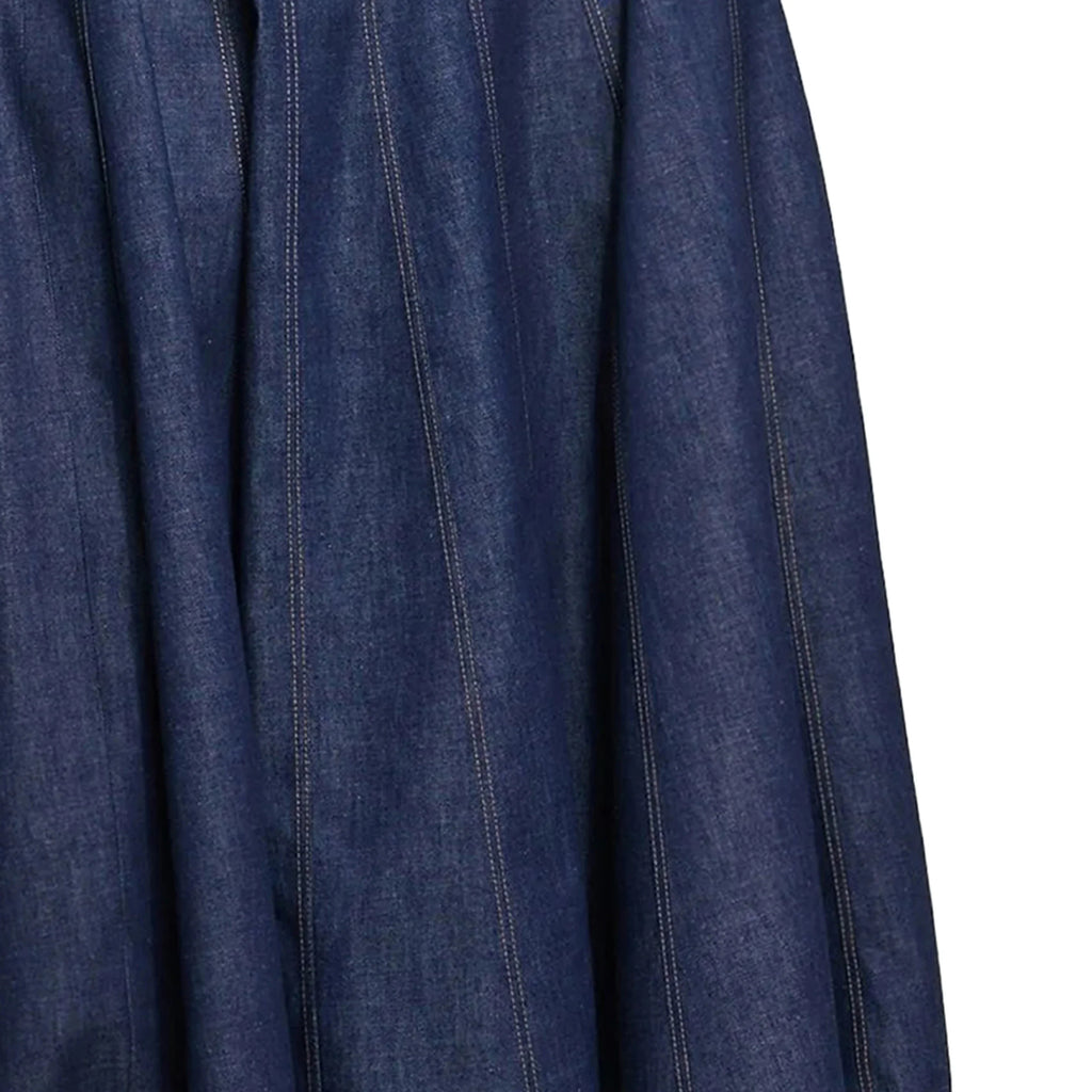 Denim Maxi Dress For Women Sleeveless High Waist O Neck