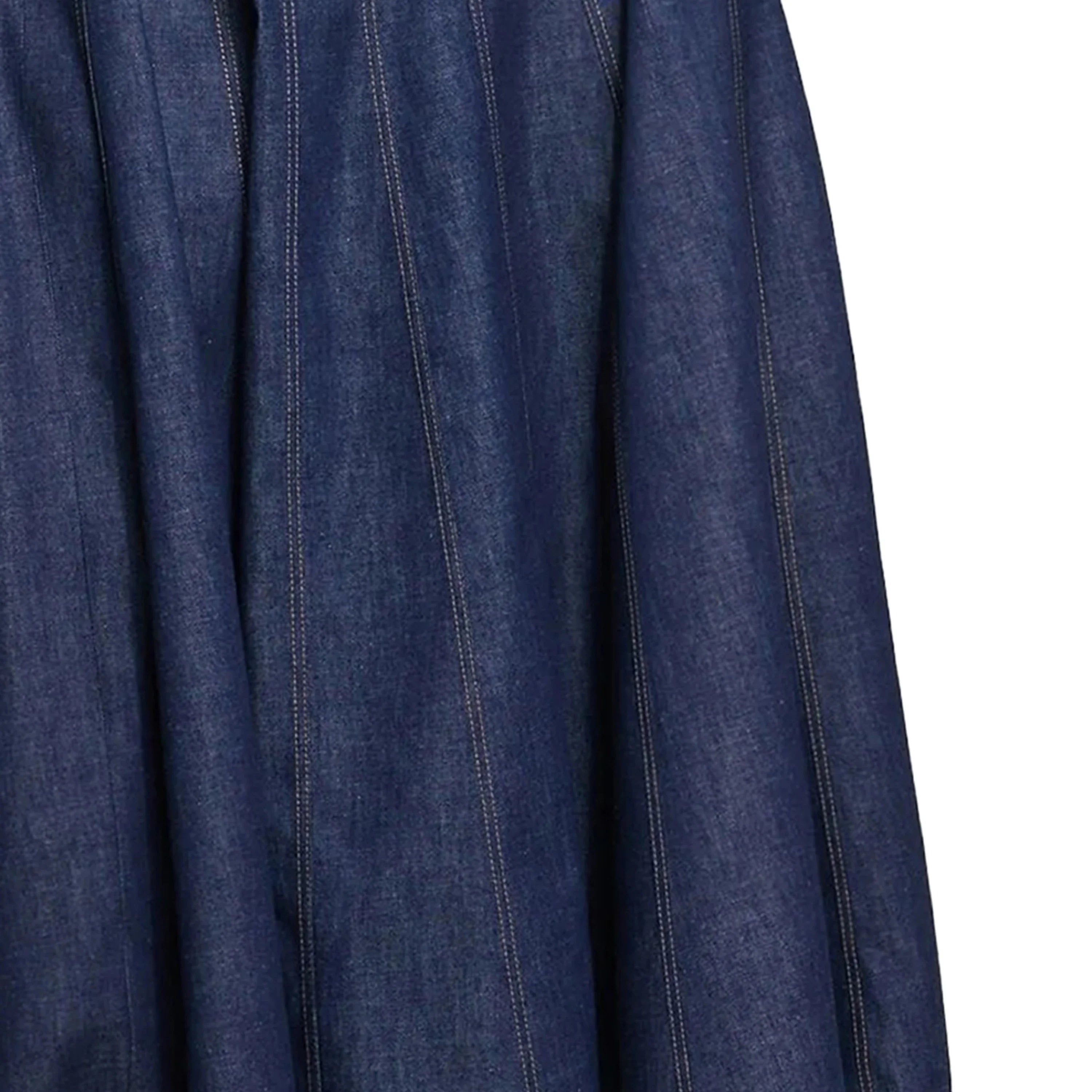 Denim Maxi Dress For Women Sleeveless High Waist O Neck