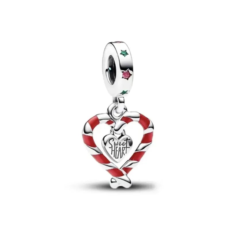 Valentine's Day Red Apple Dangle Charm Bead in 925 Sterling Silver for Women's Heart Bracelet Jewelry