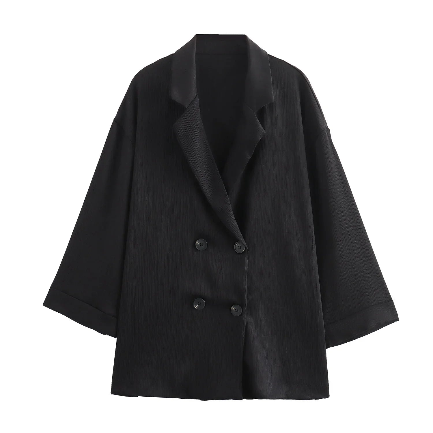 Autumn Women's Fashionable Wrinkled Suit Jacket and Casual Pants Set